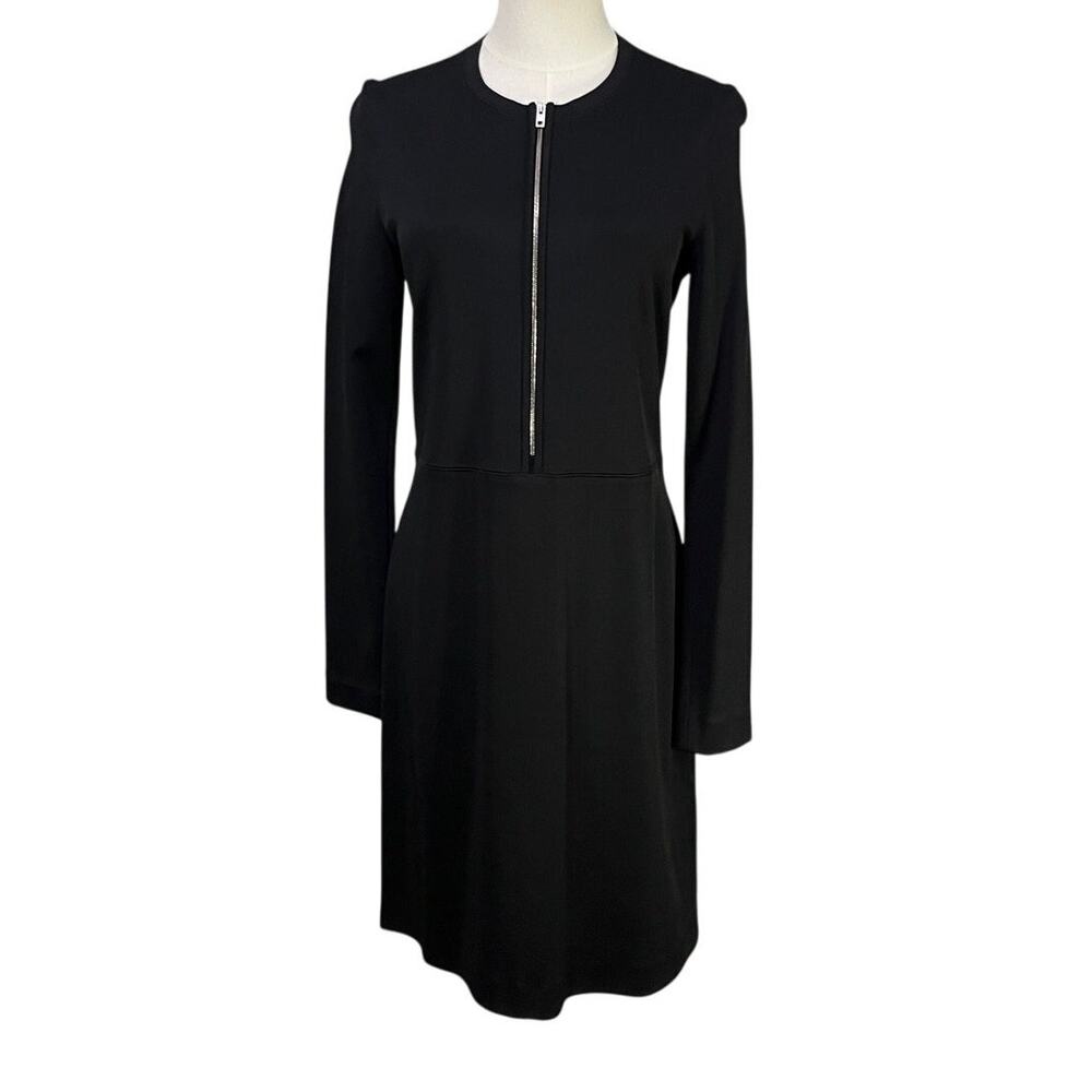 Rag & Bone Joyce Black Long Sleeve Zip Front Bodycon Dress Size 10 Minimalist